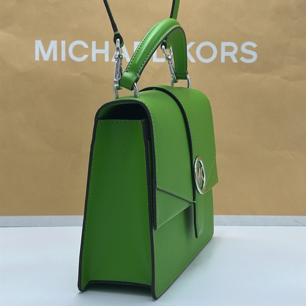 Michael Kors Greenwich Medium Saffiano Leather Satchel Crossbody Shoulder Bag - Picture 12 of 16